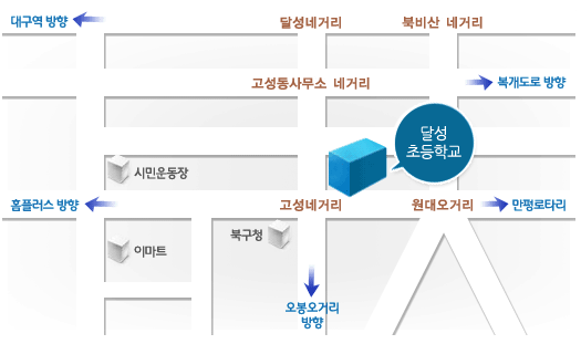 달성발명교육센터 약도 - 고성네거리 방면 달성 초등학교