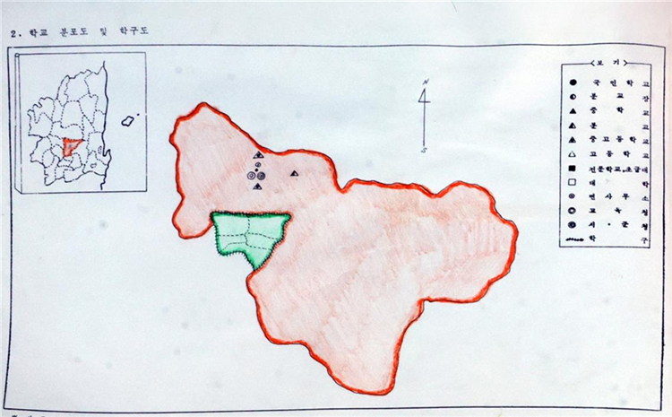 학교 분포도 및 학구도 이미지