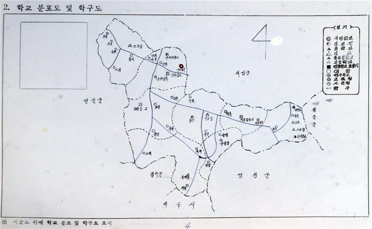 학교 분포도 및 학구도 이미지