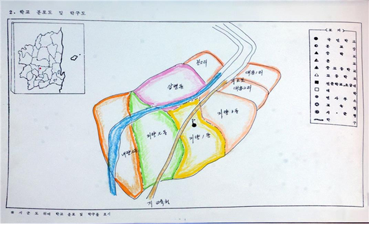 학교 분포도 및 학구도 이미지