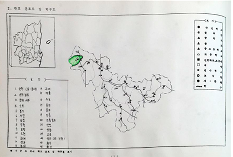 학교 분포도 및 학구도 이미지