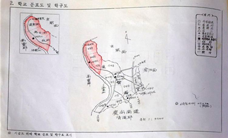 학교 분포도 및 학구도 이미지