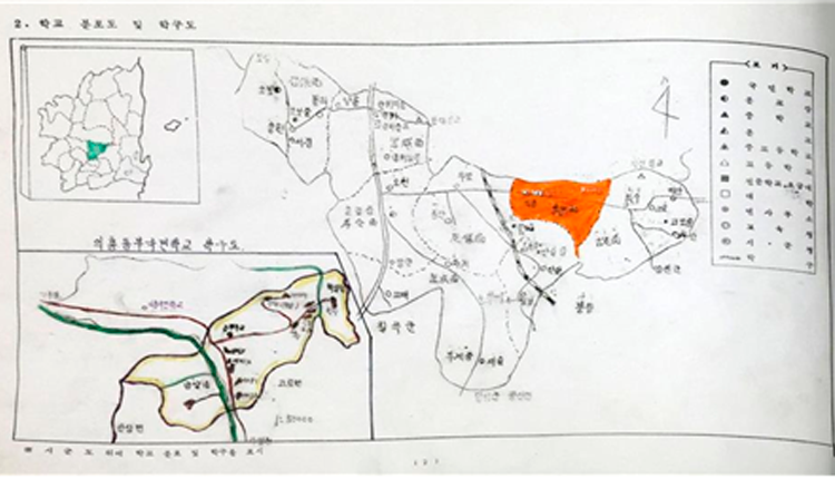 학교 분포도 및 학구도 이미지