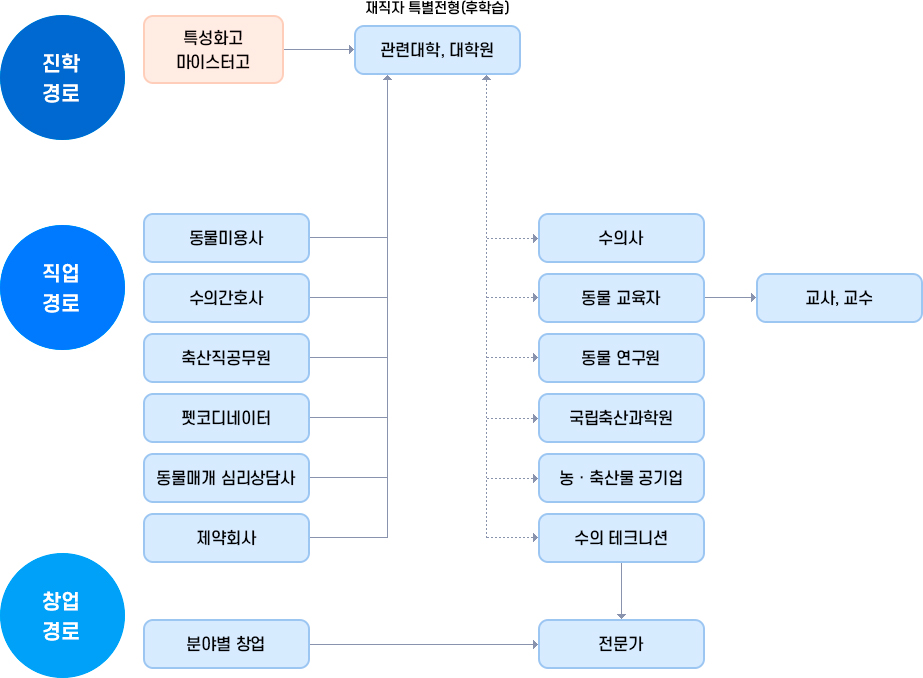 진학경로, 직업경로, 창업경로에 대한 소개 이미지입니다. 자세한 내용은 하단 참조